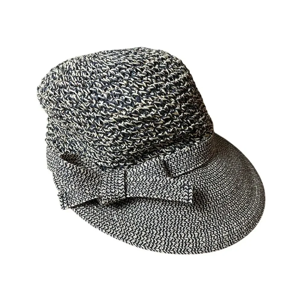 Scala | Hat Front Rimmed with Bow.  Natural Paper & Nylon